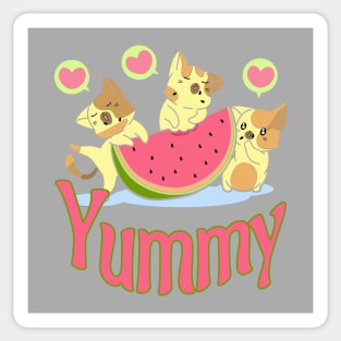 Watermelon Eating Kittens Sticker